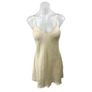 Vintage SILX by August Silk Yellow 100% Silk Sleeveless Cami Mini Slip Dress M
